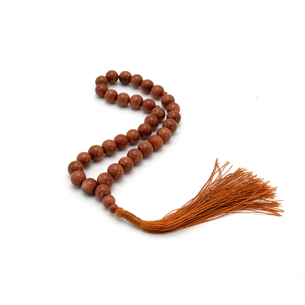 Фото товара четки из авантюрина синтетического коричневого 10 мм 33 бусины