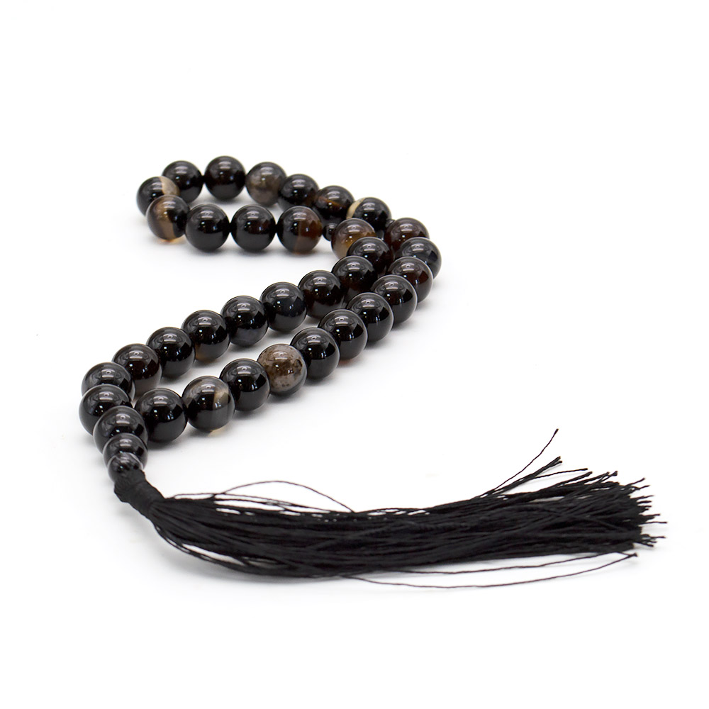 Фото товара четки из агата черного натуры 10 мм 33 бусины