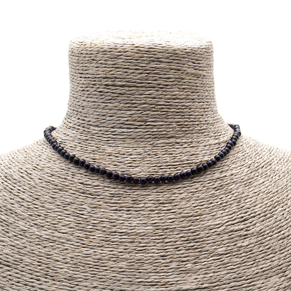 Фото товара бусы-чокер из авантюрина синтетического синего 4 мм