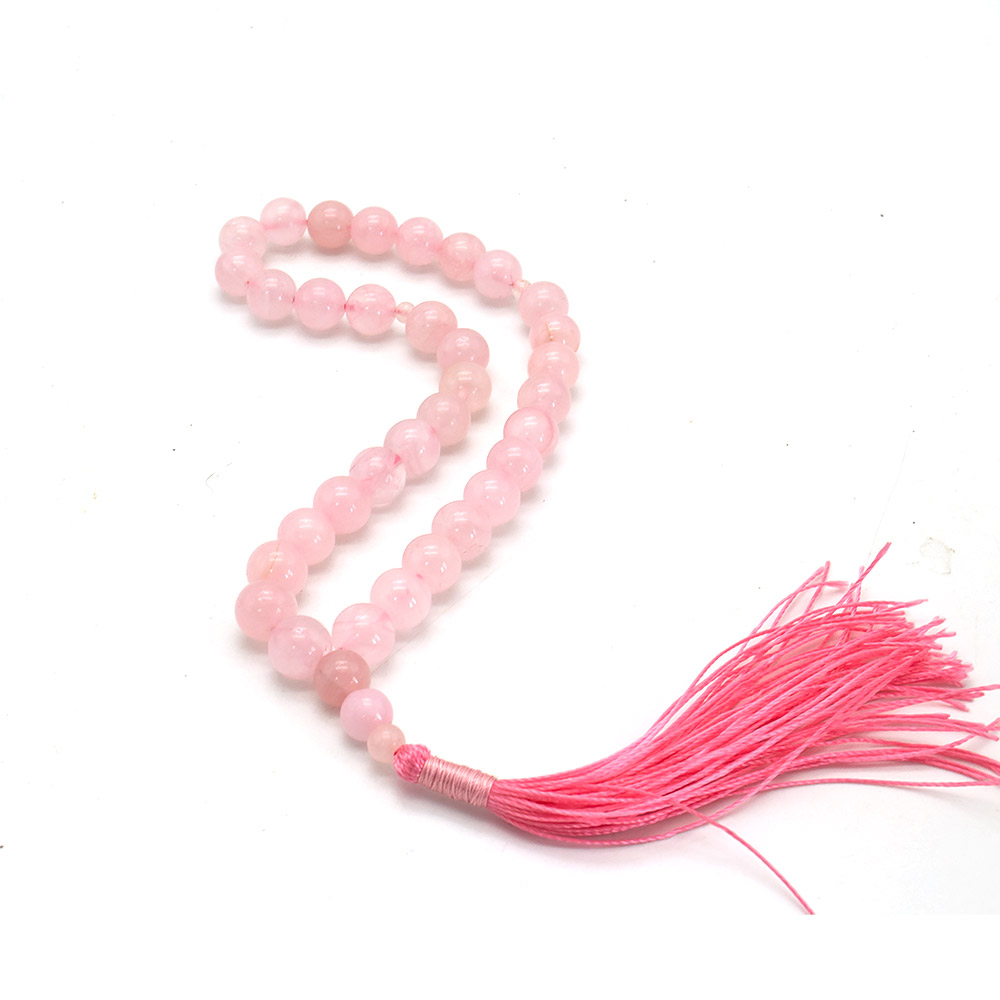Фото товара четки из розового кварца 10 мм 33 бусины