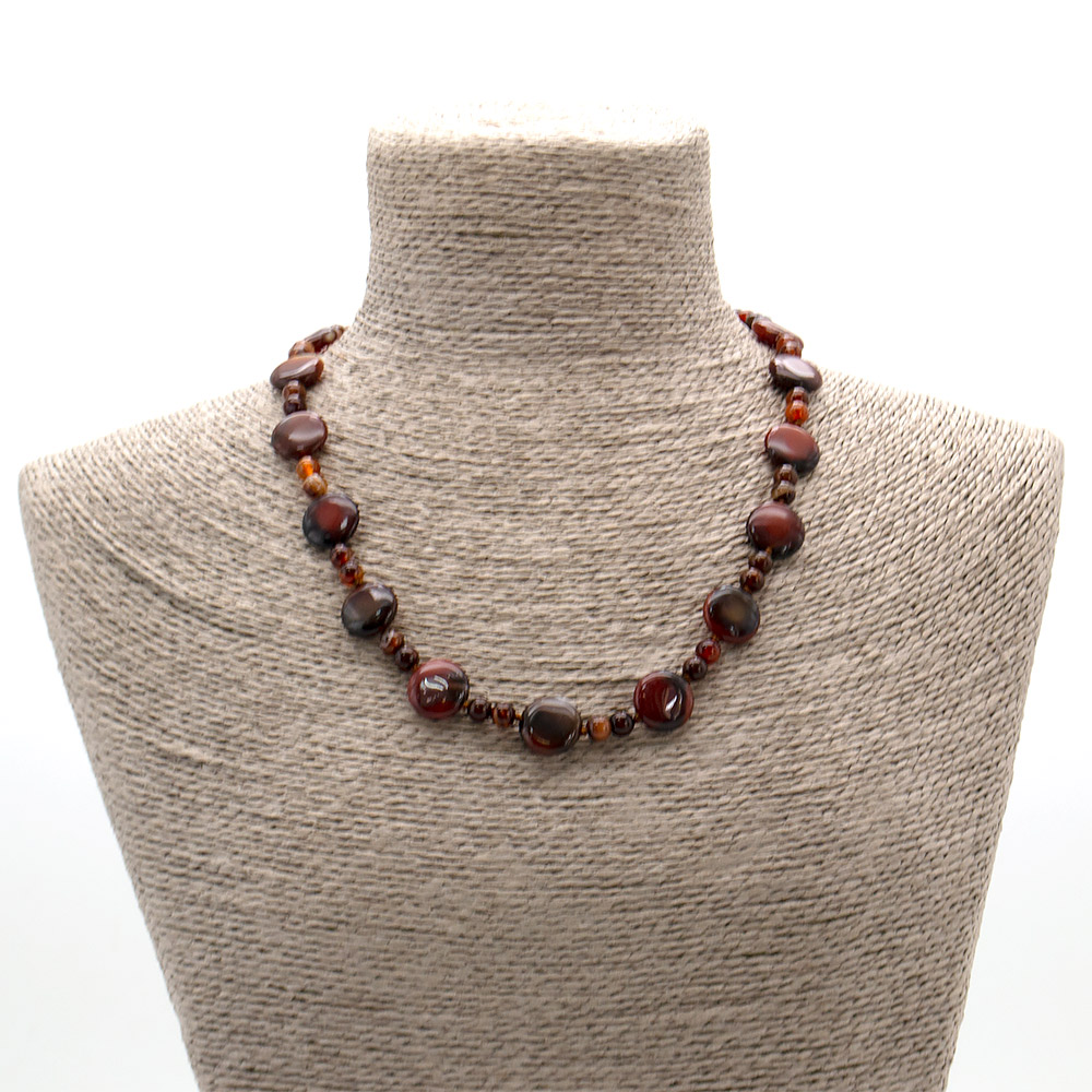 Фото товара бусы из сердолика темного таблетка круглая