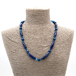 Бусы из агата тонированного цвет ультрамарин бочонок 25*10 мм