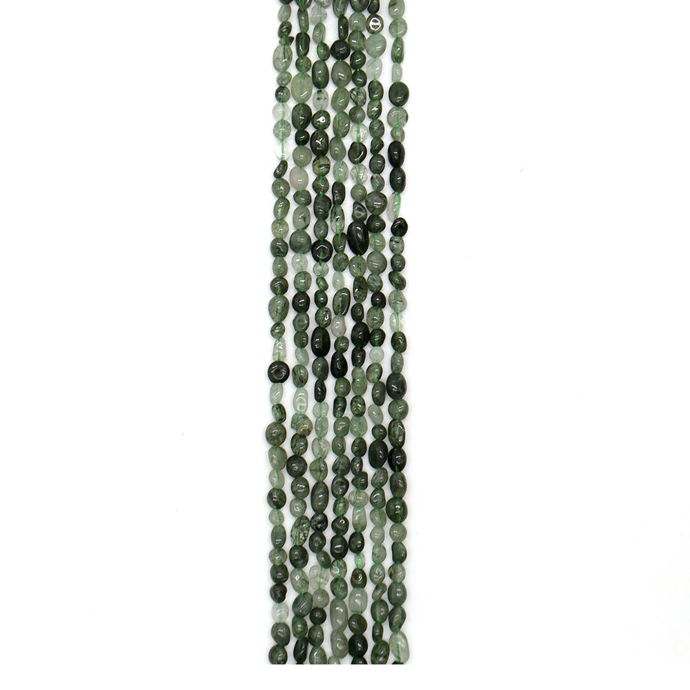 Фото товара кварц рутиловый зеленый галтовка 6*8 мм