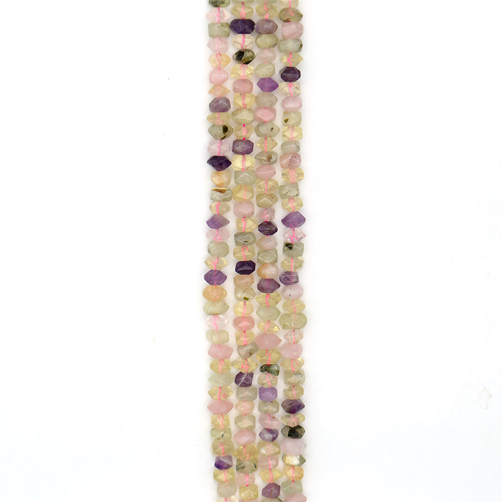 Фото товара цитрин,пренит,розовый кварц,аметист рондоль 6*11 мм с гранями