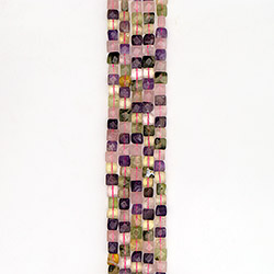 Цитрин,пренит,розовый кварц,аметист квадрат 10 мм с гранями