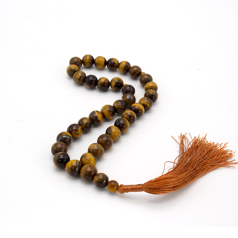 Фото товара четки из тигрового глаза 12 мм 33 бусины