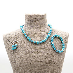 Бусы,браслет,серьги из бирюзы имитации шар со стразами