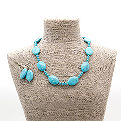 Бусы,серьги из бирюзы имитации таблетка