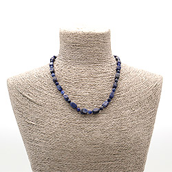 Фото товара бусы из содалита темного галтовка "кирпичик"