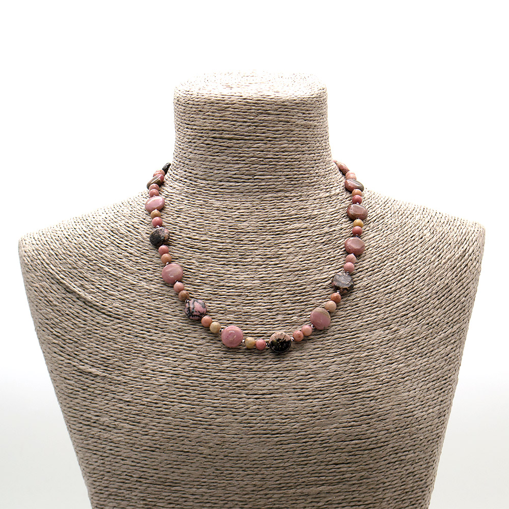 Фото товара бусы из родонита таблетка круглая