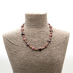 Бусы из родонита таблетка круглая