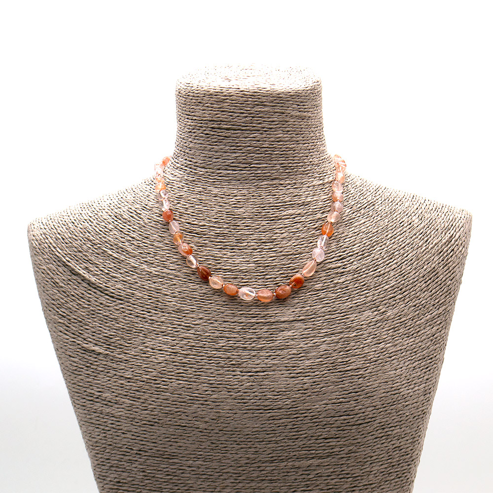 Фото товара бусы из сердолика и розового кварца галтовка