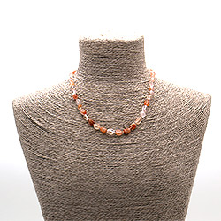 Бусы из сердолика и розового кварца галтовка