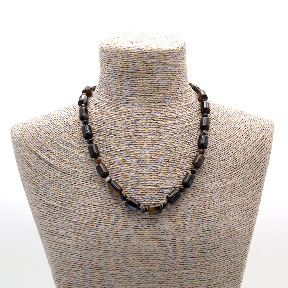 Фото товара бусы из агата коричневого цилиндр 14*10 мм