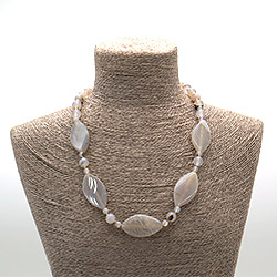 Бусы из агата кракле серого таблетка витая 42*23 мм