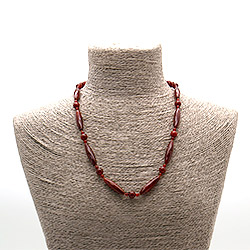 Бусы из сердолика рыжего однотонного бочонок 30*8 мм