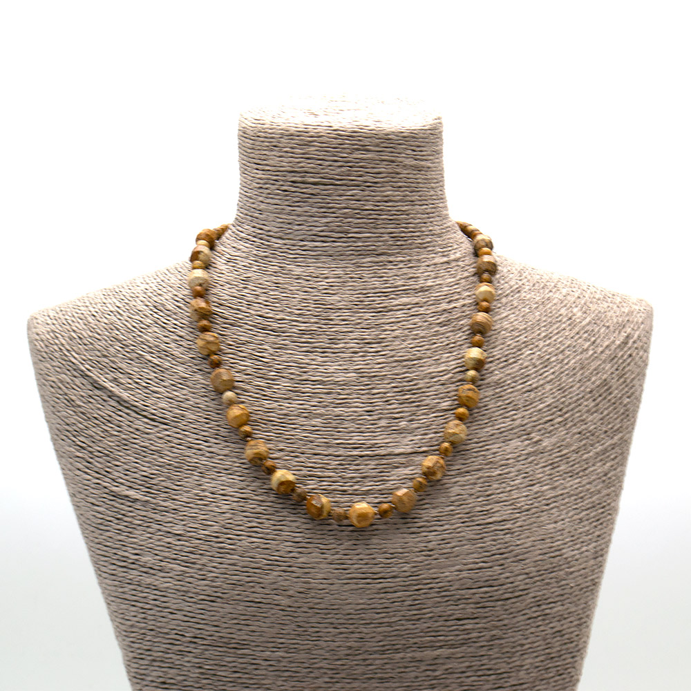 Фото товара бусы из яшмы песчаной биконус граненый