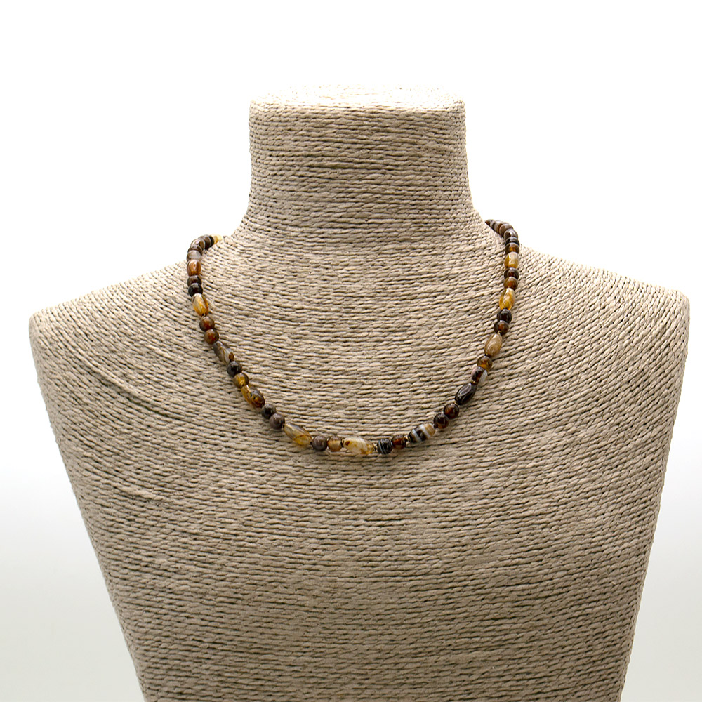 Фото товара бусы из агата коричневого бочонок 12*8 мм