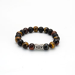Браслет из тигровго,бычьего,соколиного глаза шар 10 мм с руной в ассортименте