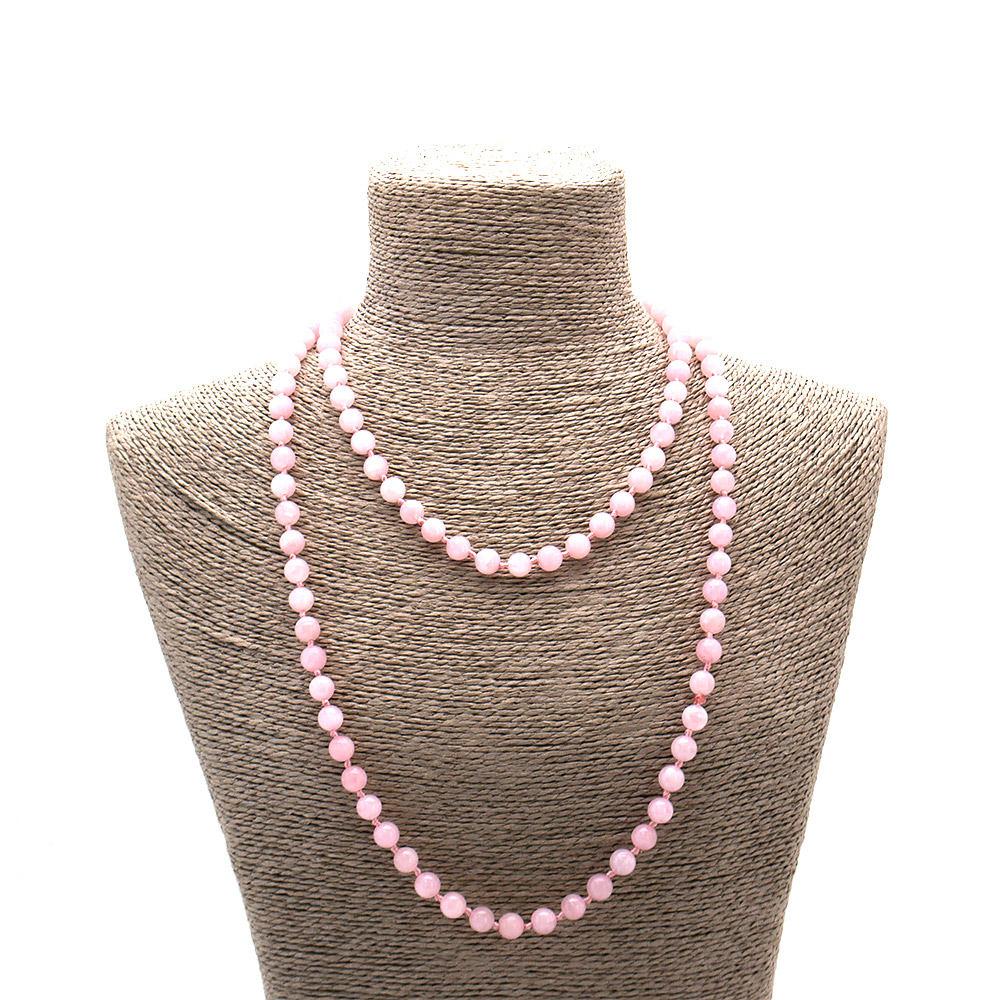 Фото товара бусы из розового кварца шар 