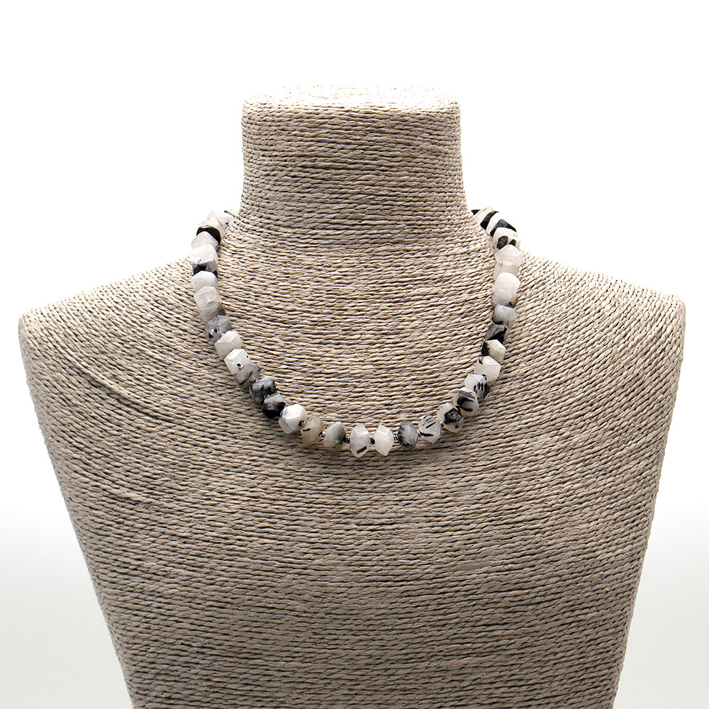 Фото товара бусы из кварца турмализированного рондоль с гранями