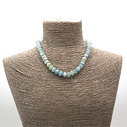 Бусы из аквамарина рондоль с гранями