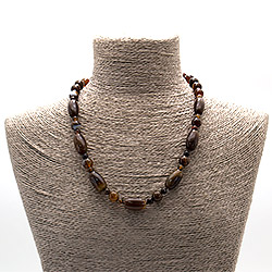 Бусы из агата коричневого бочонок 20*12 мм