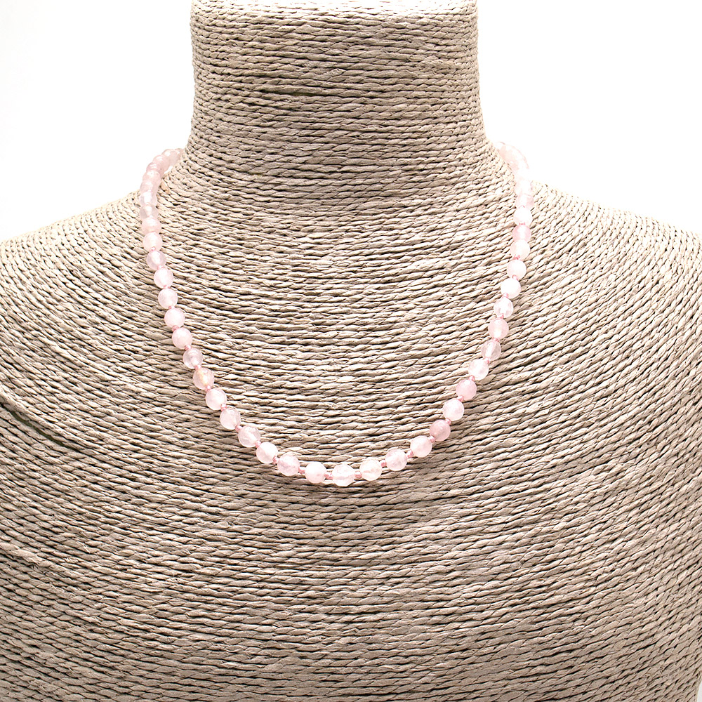 Фото товара бусы из розового кварца шар граненый 6 мм