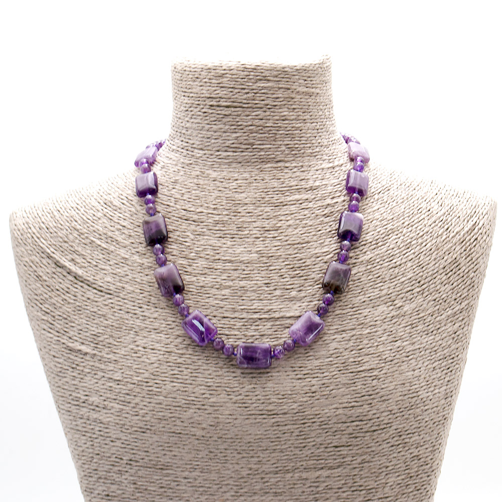 Фото товара бусы из аметиста таблетка прямоугольная 18*13 мм