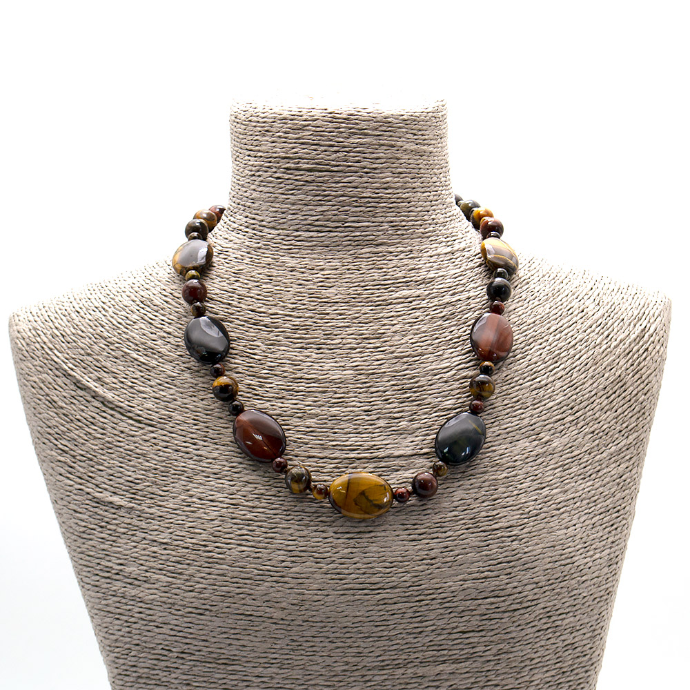 Фото товара бусы из тигрового, бычьего,соколиного глаза таблетка овальная 25*18 мм