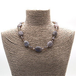 Бусы из агата серого таблетка овальная 25*18 мм