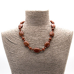 Бусы из авантюрина синтетического коричневого таблетка овальная 25*18 мм