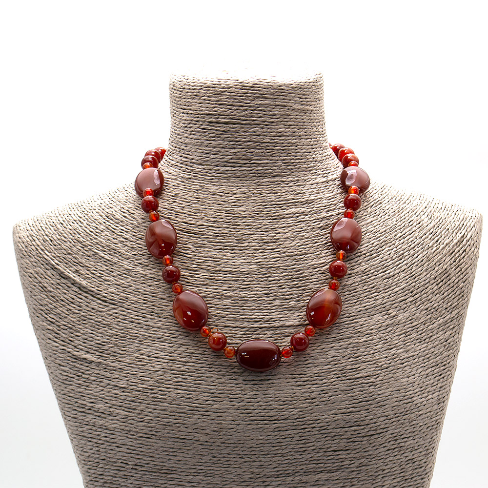 Фото товара бусы из сердолика рыжего однотонного таблетка овальная 25*18