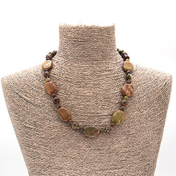 Бусы из яшмы тигровой таблетка овальная 25*18 мм