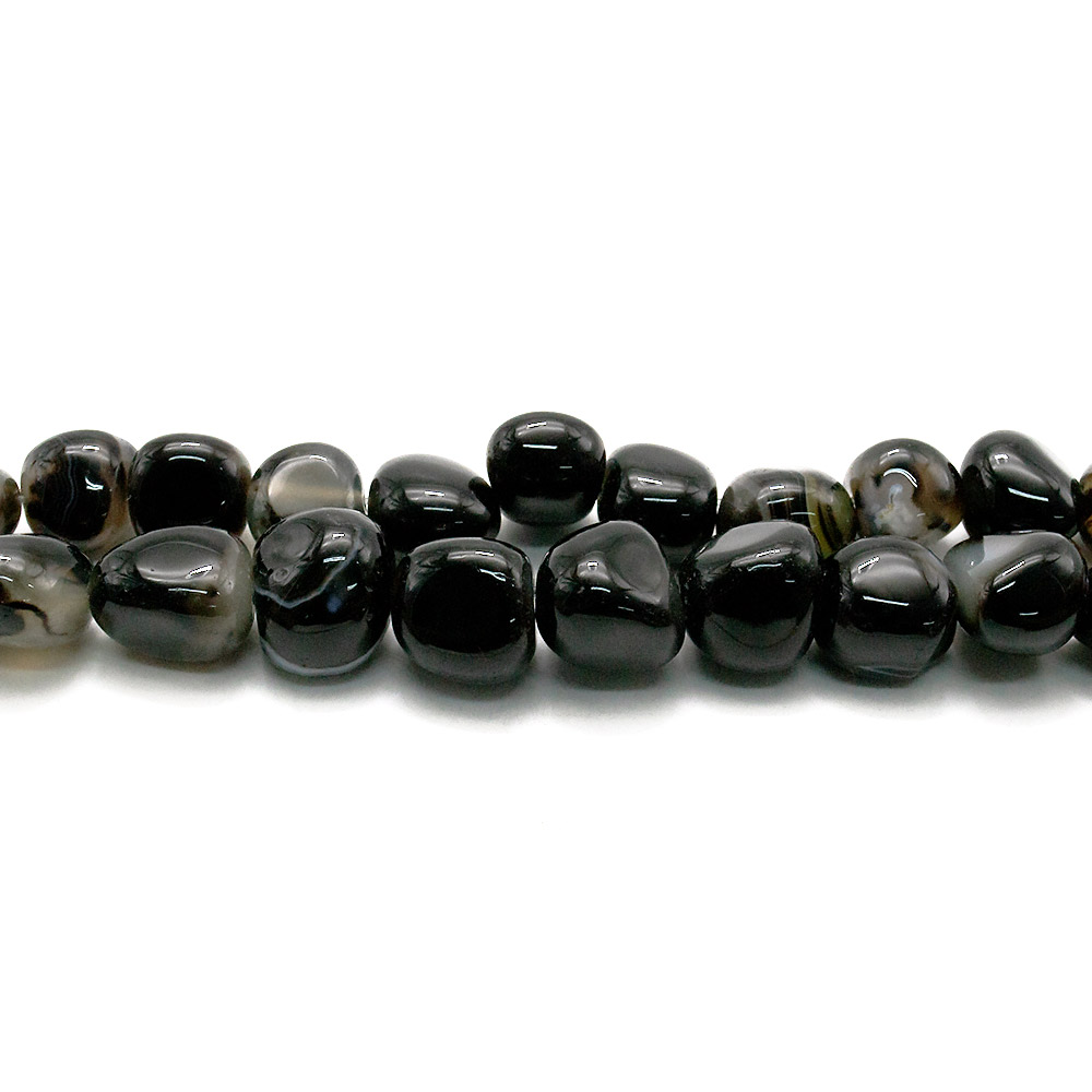 Фото товара агат галтовка цвет черный 16*12 мм