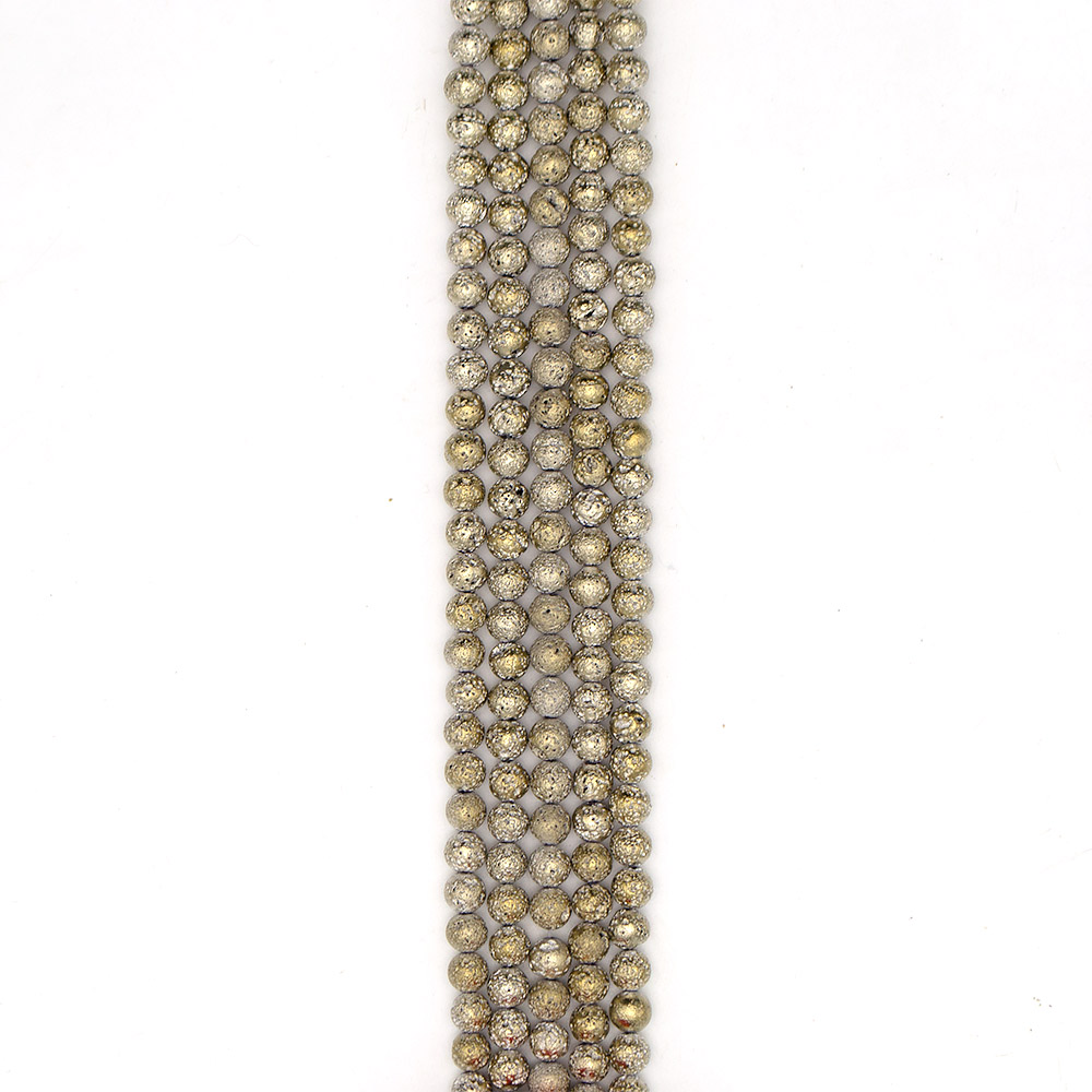 Фото товара лава с покрытием серебро и патиной золото шар 8 мм