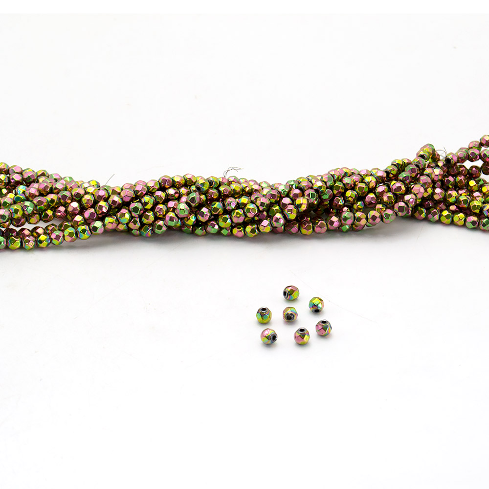 Фото товара гематит цвет зелено-розовый шар грань 4 мм