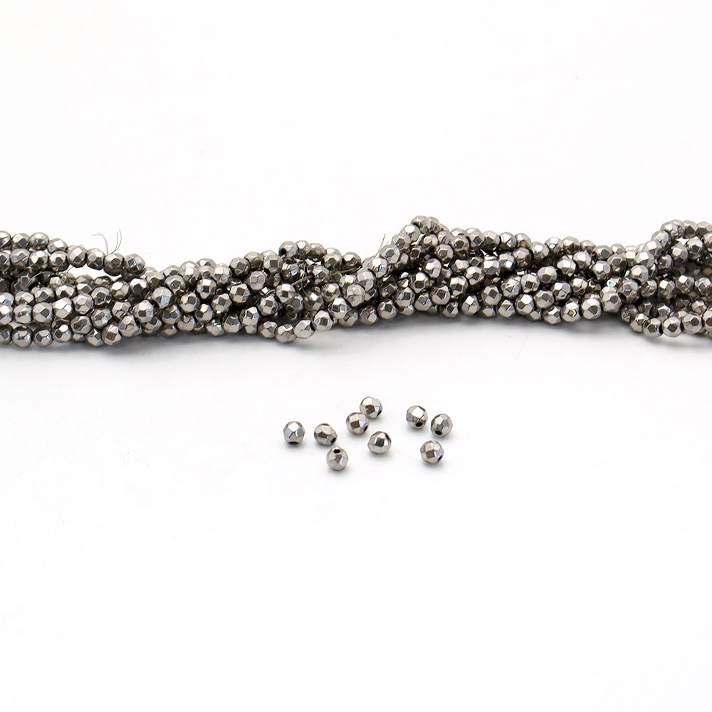 Фото товара гематит с покрытием серебро шар грань 4 мм