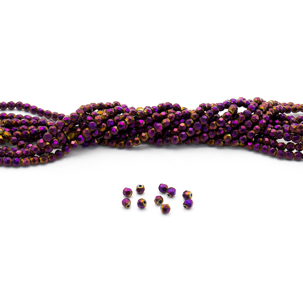 Фото товара гематит цвет фиолетовый шар грань 4 мм