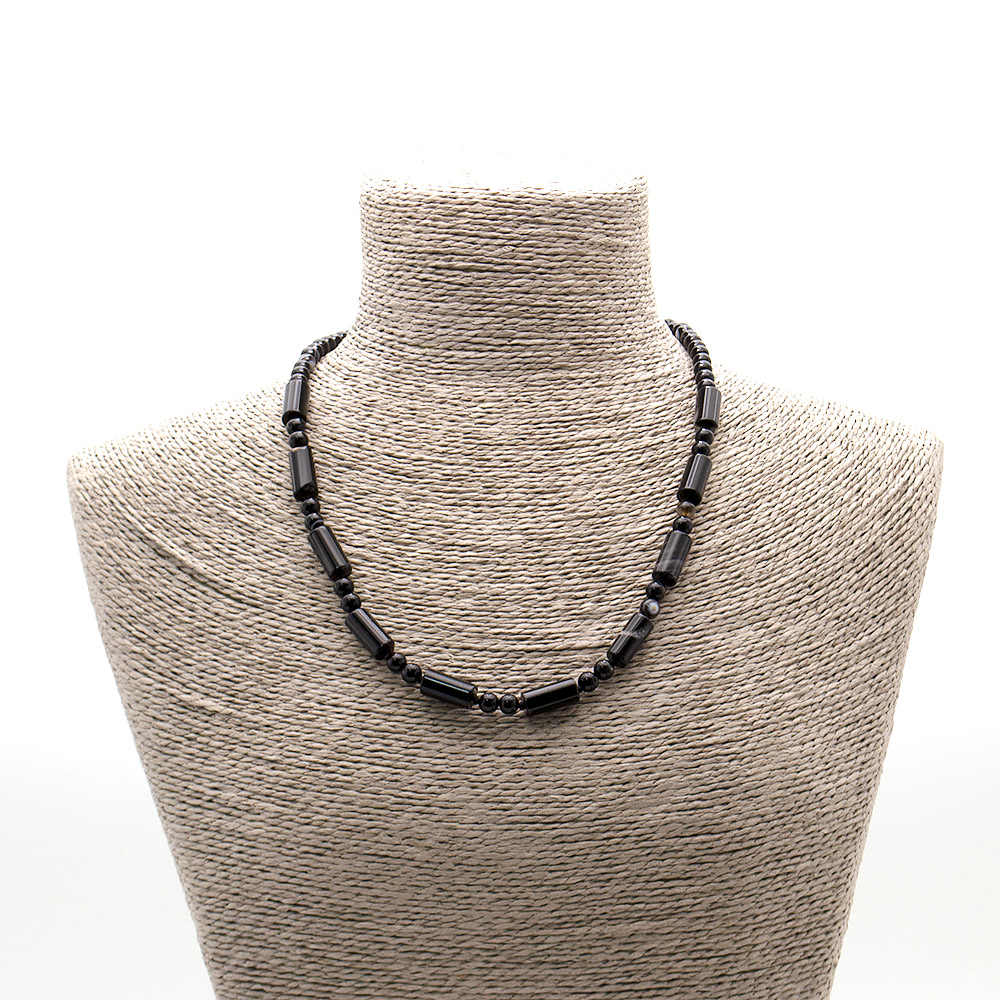 Фото товара бусы из агата черного цилиндр 16*8 мм