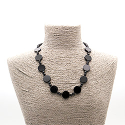 Бусы из агата черного таблетка круглая 8 мм