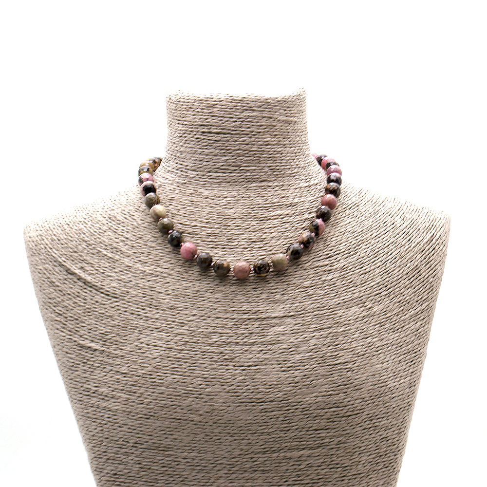 Фото товара бусы из родонита шар мелкая грань