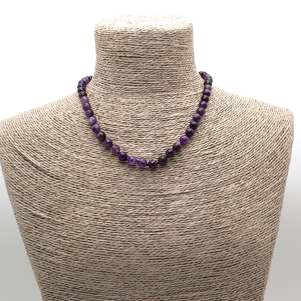 Фото товара бусы из аметиста шар мелкая грань 8 мм