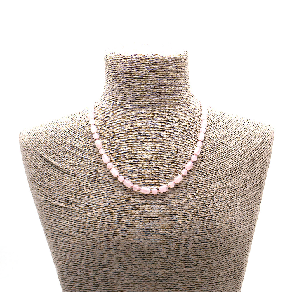 Фото товара бусы из розового кварца бочонок