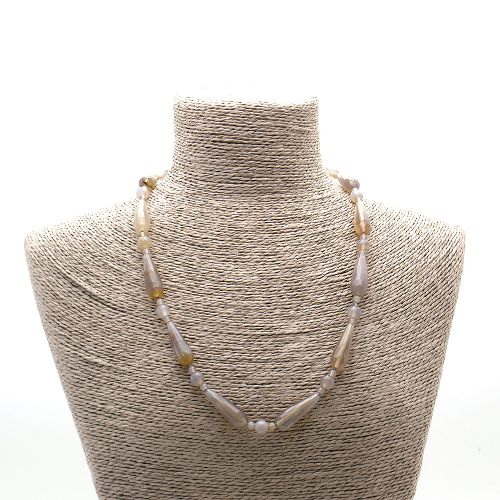 Фото товара бусы из агата серого капля грань 30*10 мм