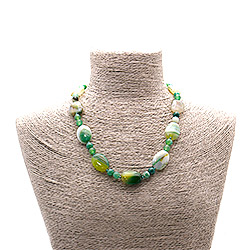 Бусы из агат серо-зеленого таблетка овальная 25*17 мм