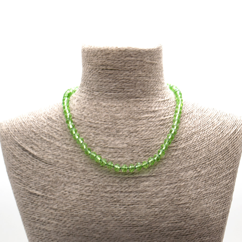 Фото товара бусы из циркона синтетического светло-зеленого рондоль