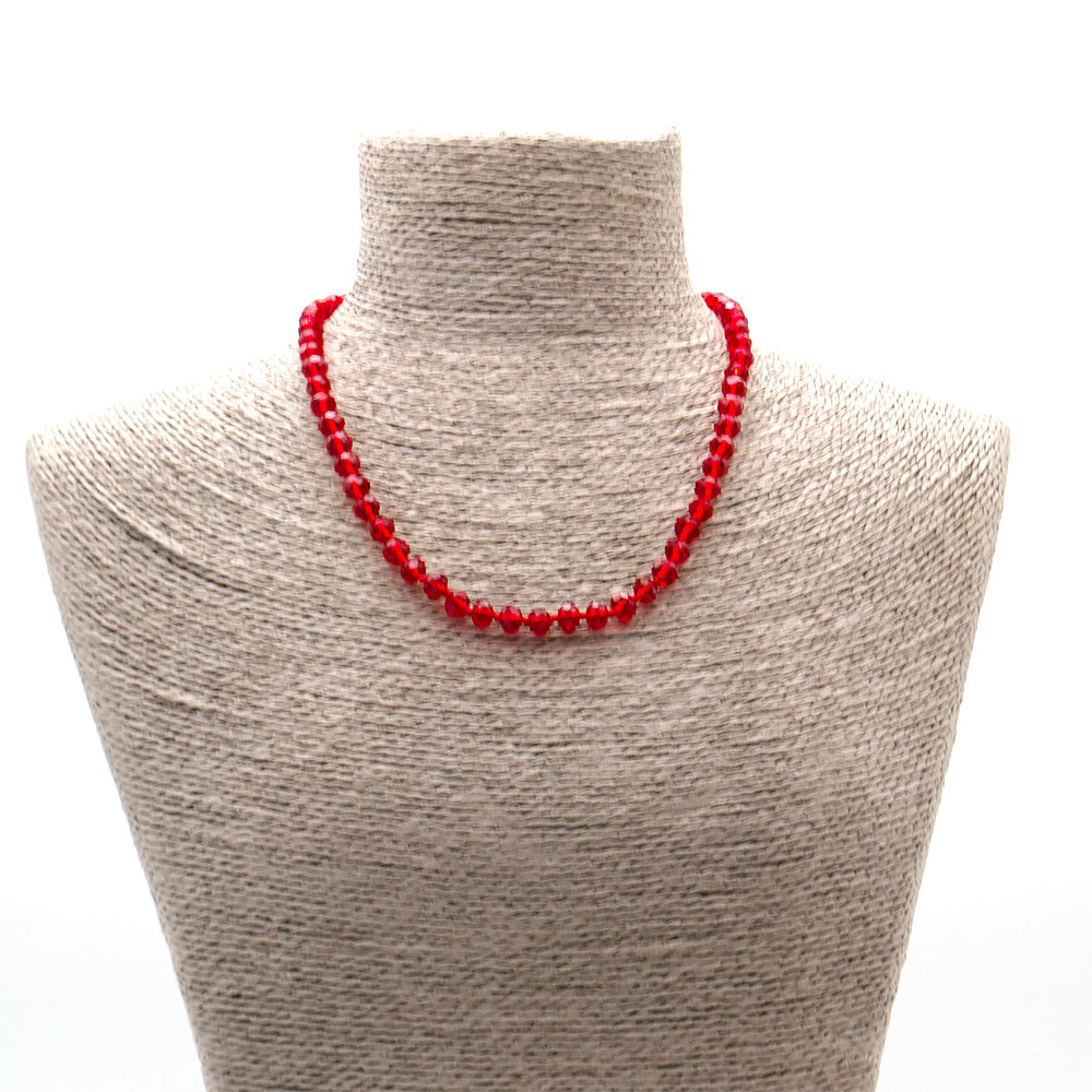 Фото товара бусы из циркона синтетического красного рондоль