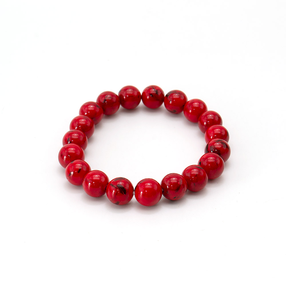 Фото товара браслет из мозаики красной с гелиотисом шар 10 мм
