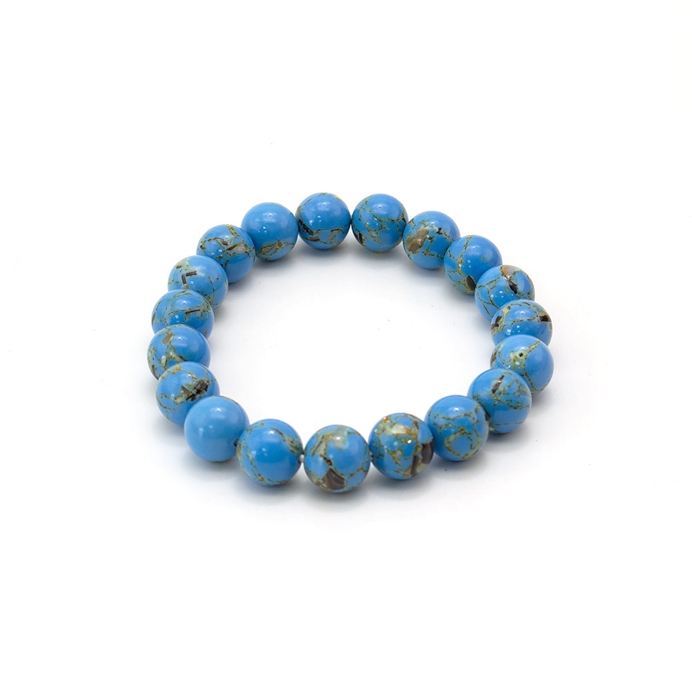 Фото товара браслет из мозаики цвет бирюзовый 10 мм с включением гелиотиса